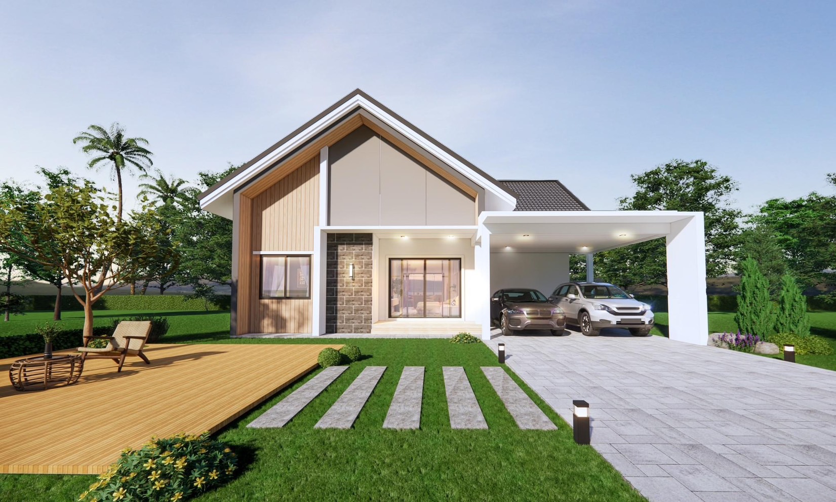Grand Ville Thachin บ้านเดี่ยวชั้นเดียว 3 ห้องนอน