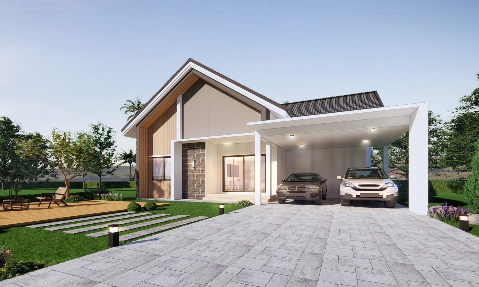 Grand Ville Thachin บ้านเดี่ยวชั้นเดียว 3 ห้องนอน
