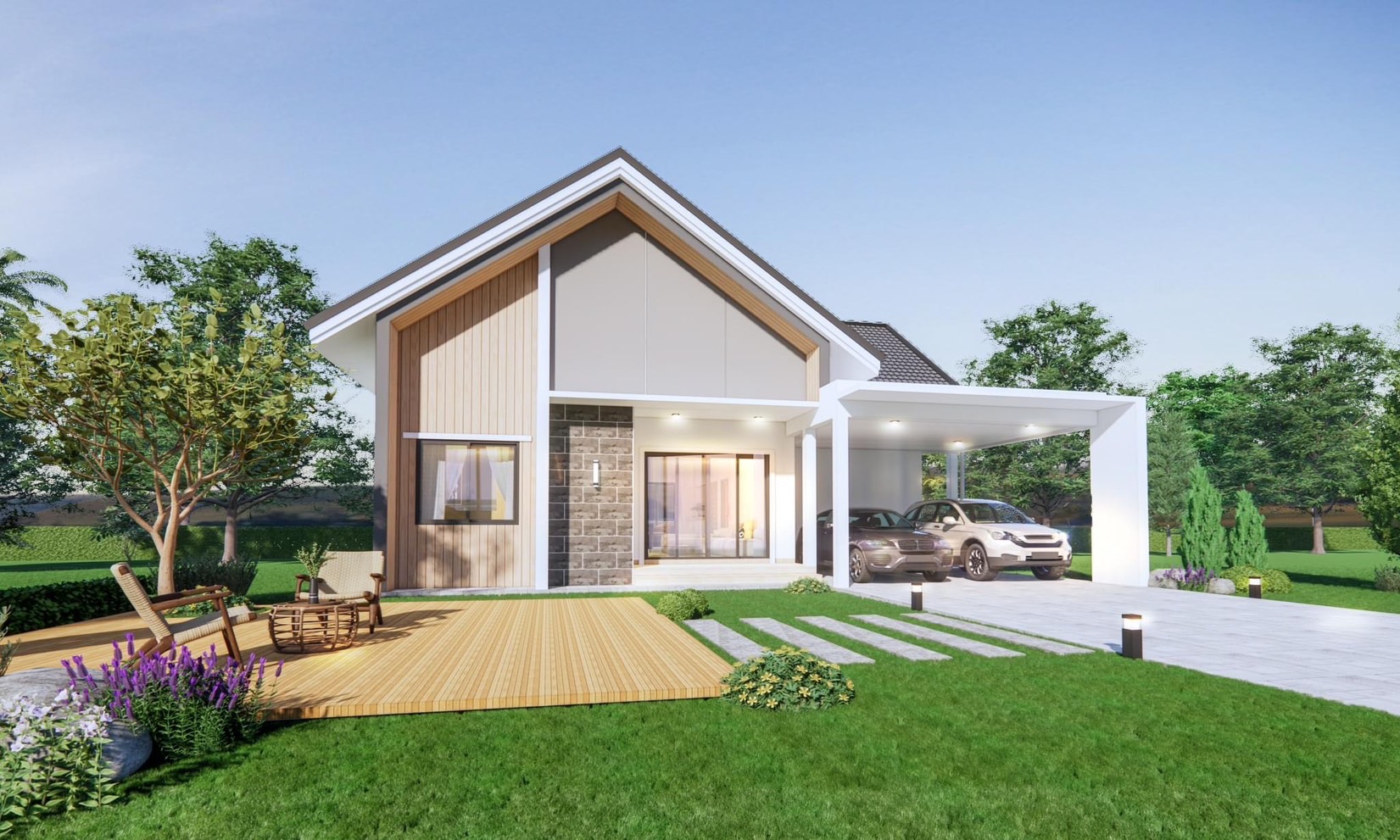 Grand Ville Thachin บ้านเดี่ยวชั้นเดียว 3 ห้องนอน