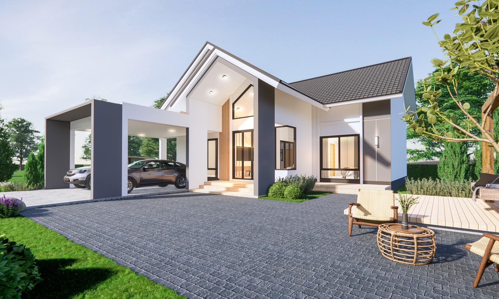 Grand Ville ท่าจีน บ้านเดี่ยวชั้นเดียว 2 ห้องนอน 2 ห้องน้ำ